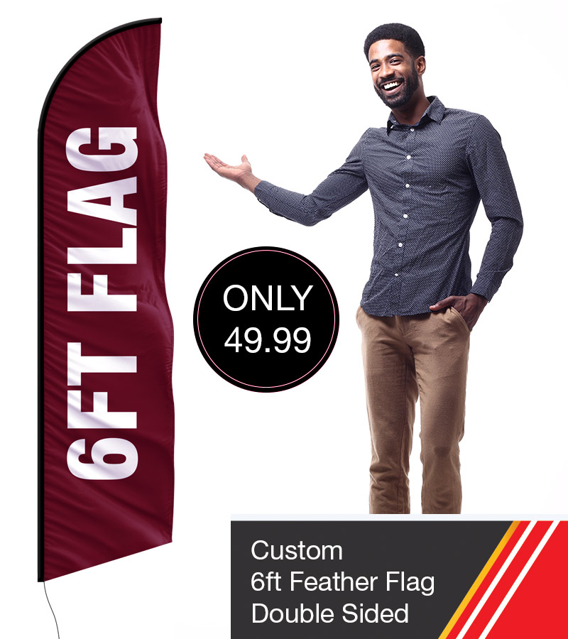 Double-Sided 6ft Custom Feather Flag