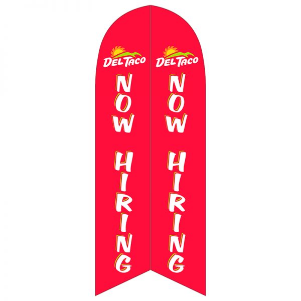 del taco now hiring feather flag semi custom usa made outdoor advertising feather flag nation