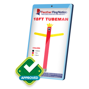 Digital proof of a custom tube man on tablet with approved badge.