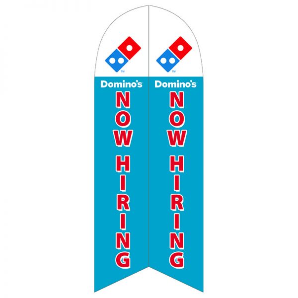 dominos now hiring feather flag semi custom outdoor advertising feather flag nation usa made