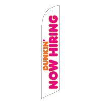 Dunkin’ Donuts Now Hiring White Feather Flag with Ground Spike