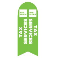 H&R Block Green Tax Services Feather Flag with Ground Spike