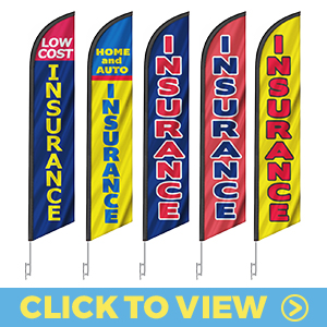 Insurance feather flags – low cost, home and auto, and general insurance designs