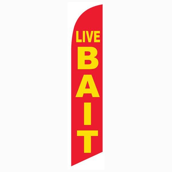 This Live Bait feather flag is the perfect banner for all fishing supply stores