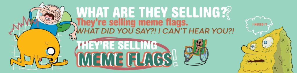 A banner showing popular images from online meme culture