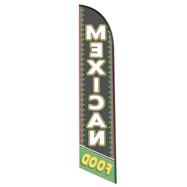 black mexican food feather flag back side