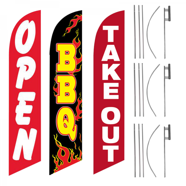 open-bbq-take-out-feather-flag-package-ffn-5541-ffn-5103-ffn-99906