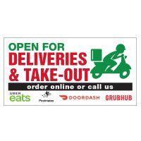 Open for Deliveries & Take-Out Vinyl Banner