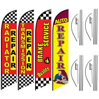 Auto Feather Flag Package – Pack of 4 with Pre-Curved Poles & Ground Spike