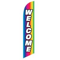 Welcome Rainbow Feather Flag