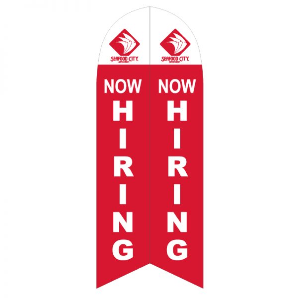 seafood city now hiring feather flag with poles and ground spike outdoor advertising