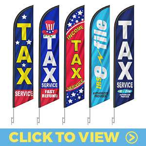 Tax service feather flags – income tax, fast refund, e-file, and authorized provider designs