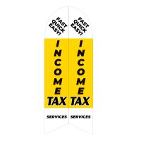 Yellow Income Tax Services Feather Flag with Ground Spike