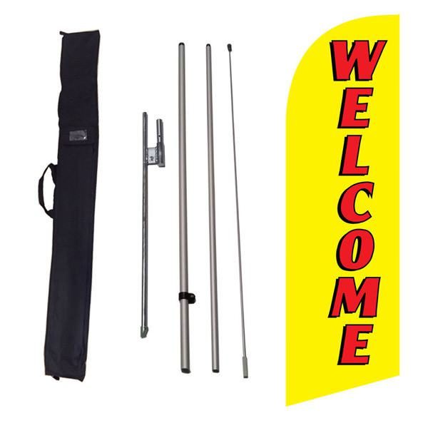Yellow Welcome Feather Flag Swooper Banner Kit Open House and Tours